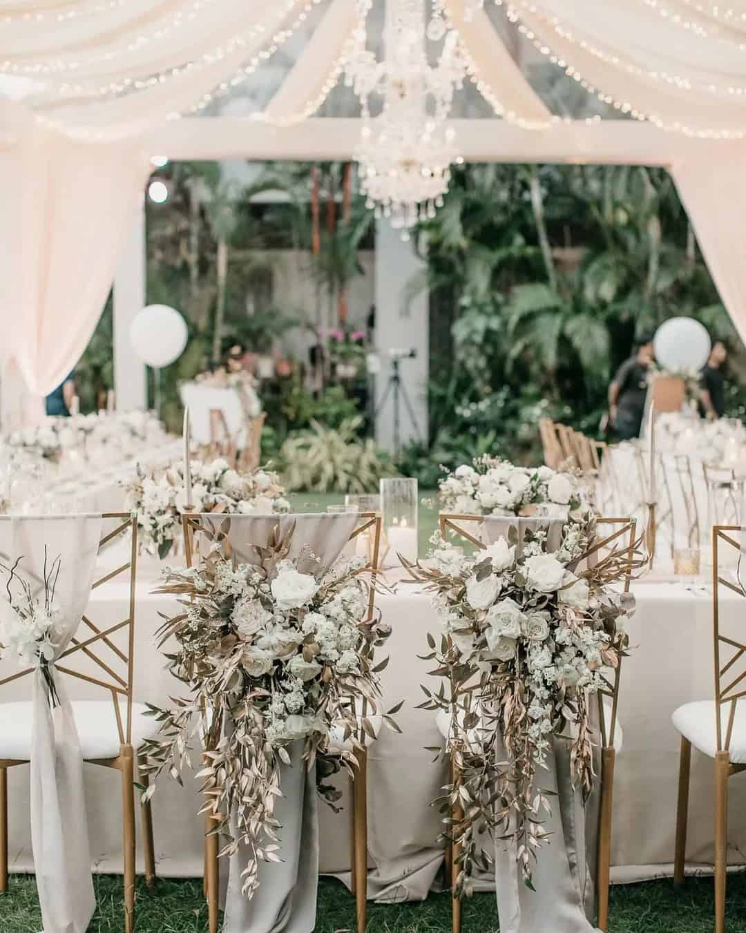 White Wedding Table Décor & Chair Decoration