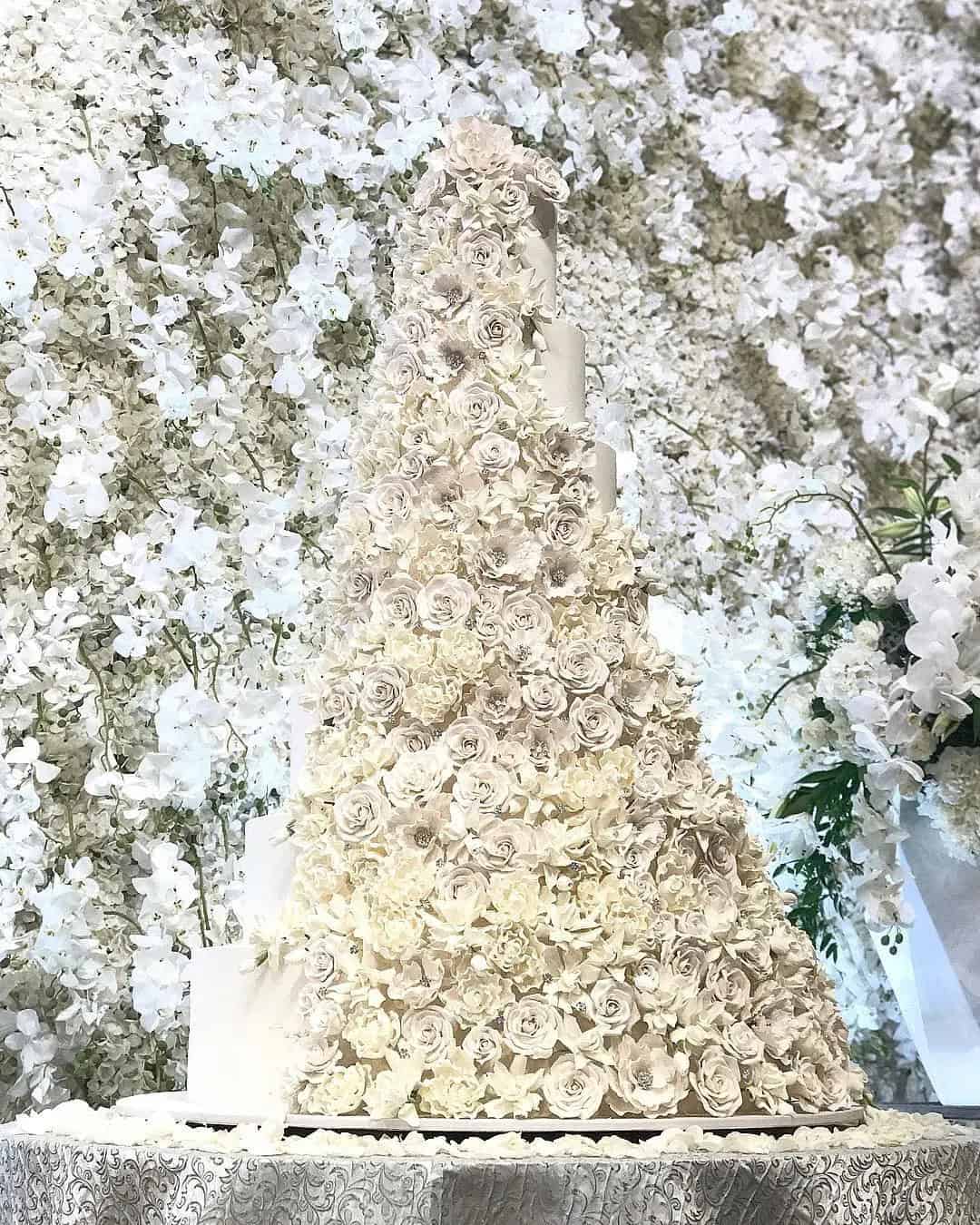 Flower Cascade On The Cake