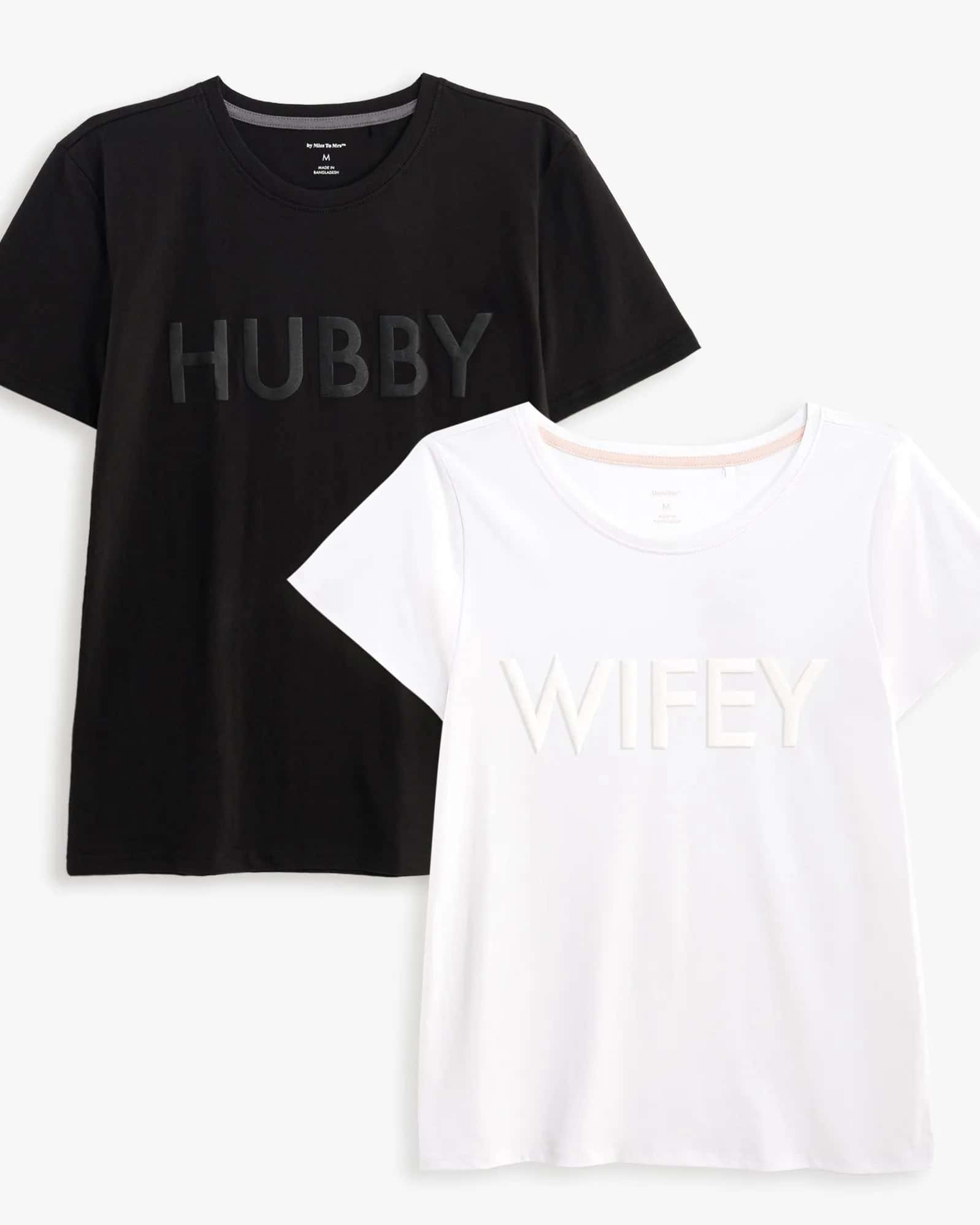 Hubby and Wifey Puff Print T-shirt Set