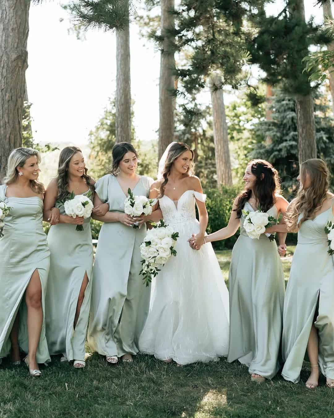 Long Mint Bridesmaids Dresses