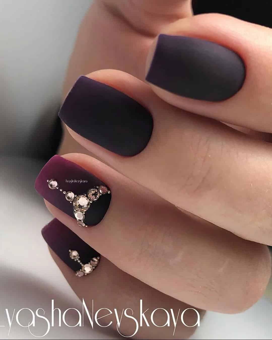 Blue or Purple Dark Wedding Nails