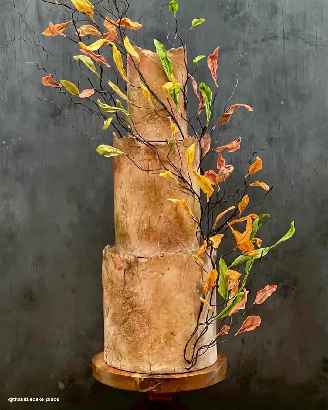 Fall Cakes with Edible Leaves