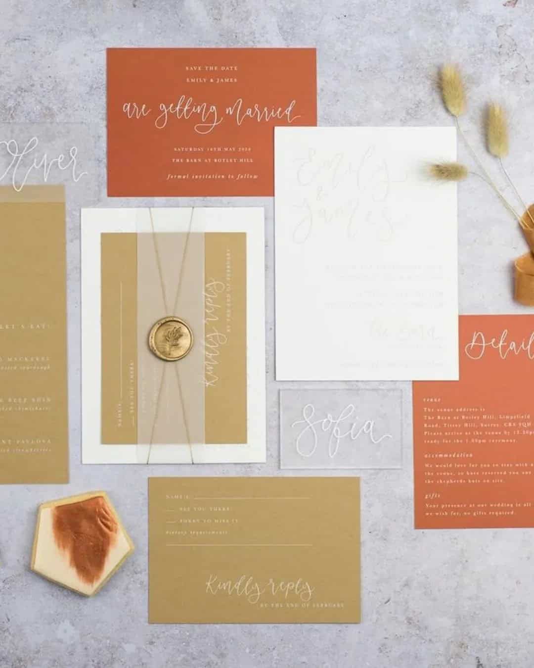 Terracotta And Nude Wedding Invitations Ideas