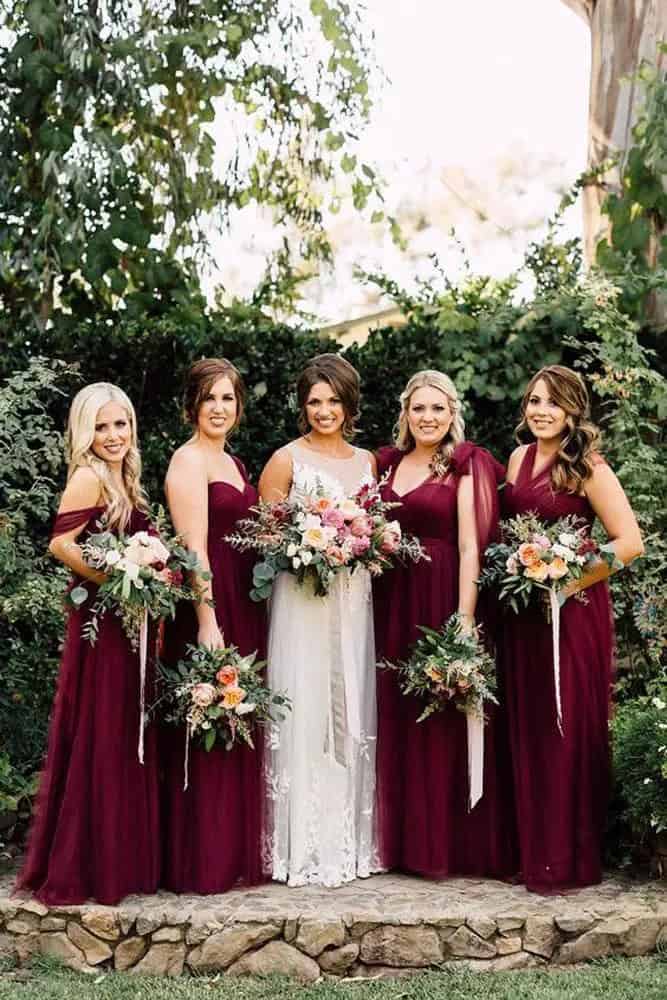 Burgundy Bridesmaids Dresses