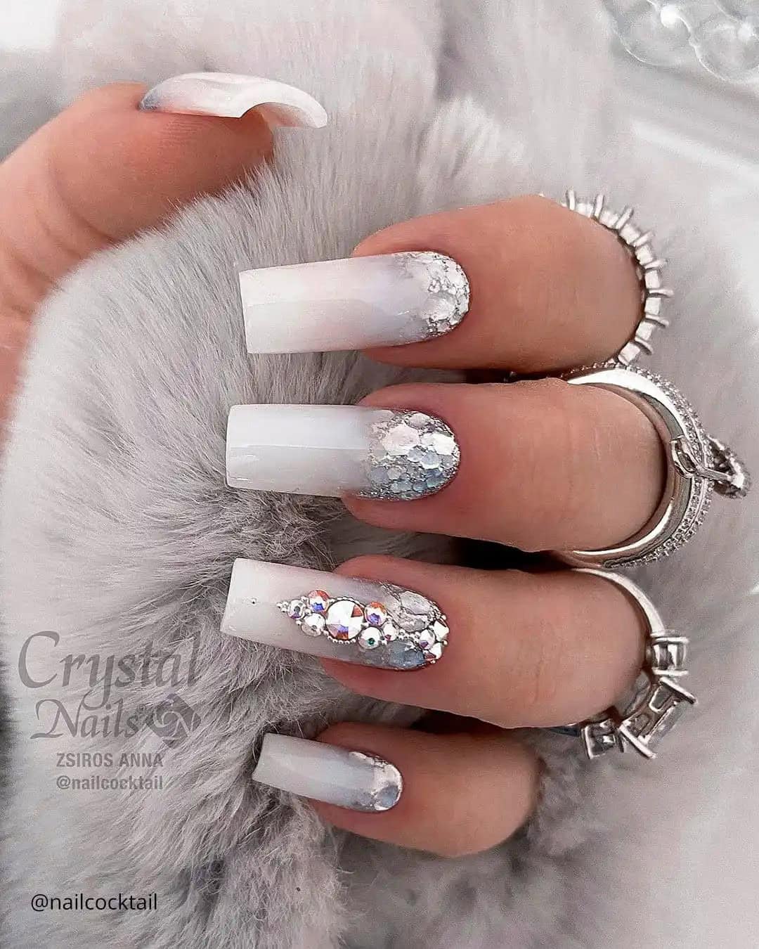 Coffin Ombre Wedding Nails