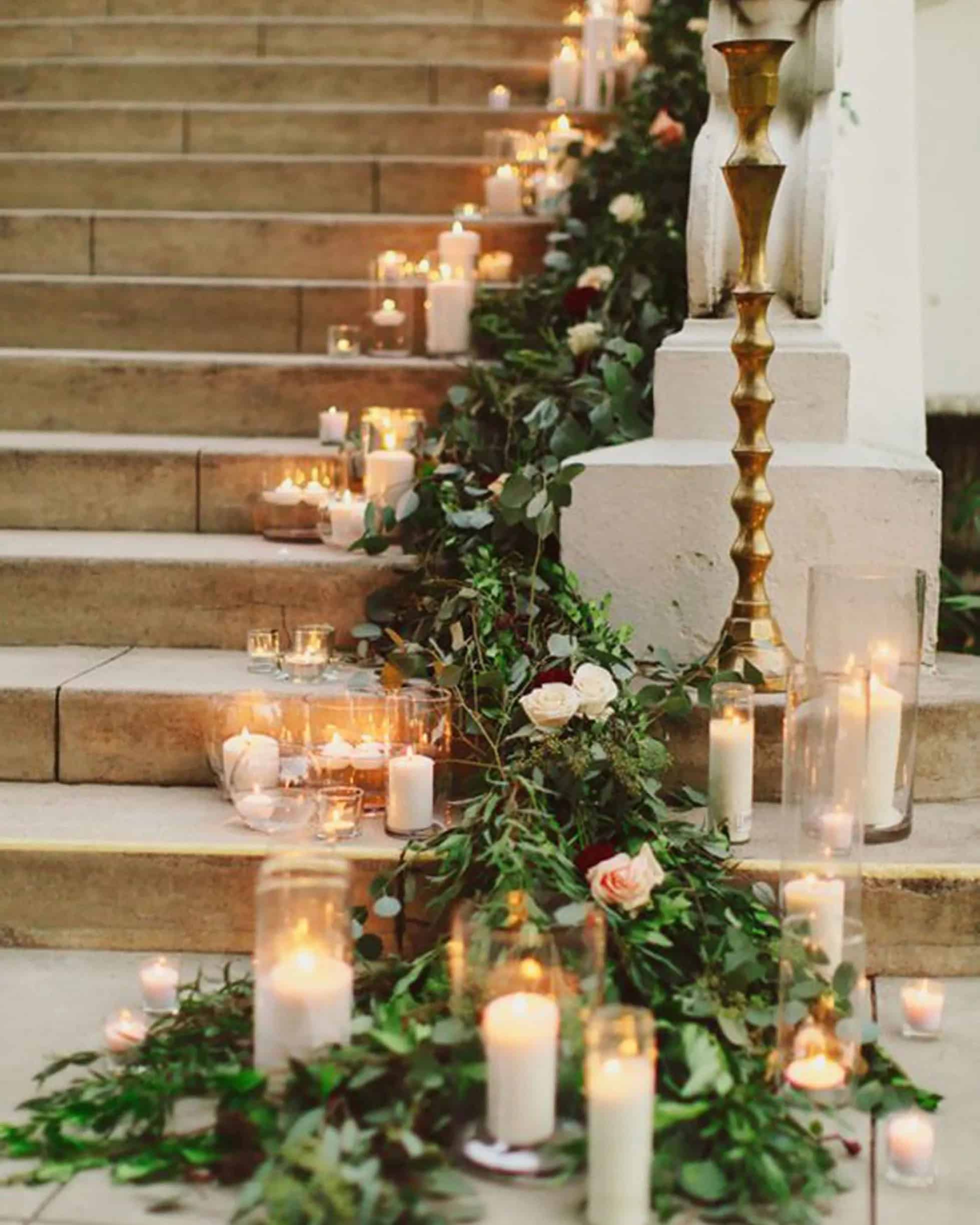 Romantic Greenery Wedding Décor With Candles