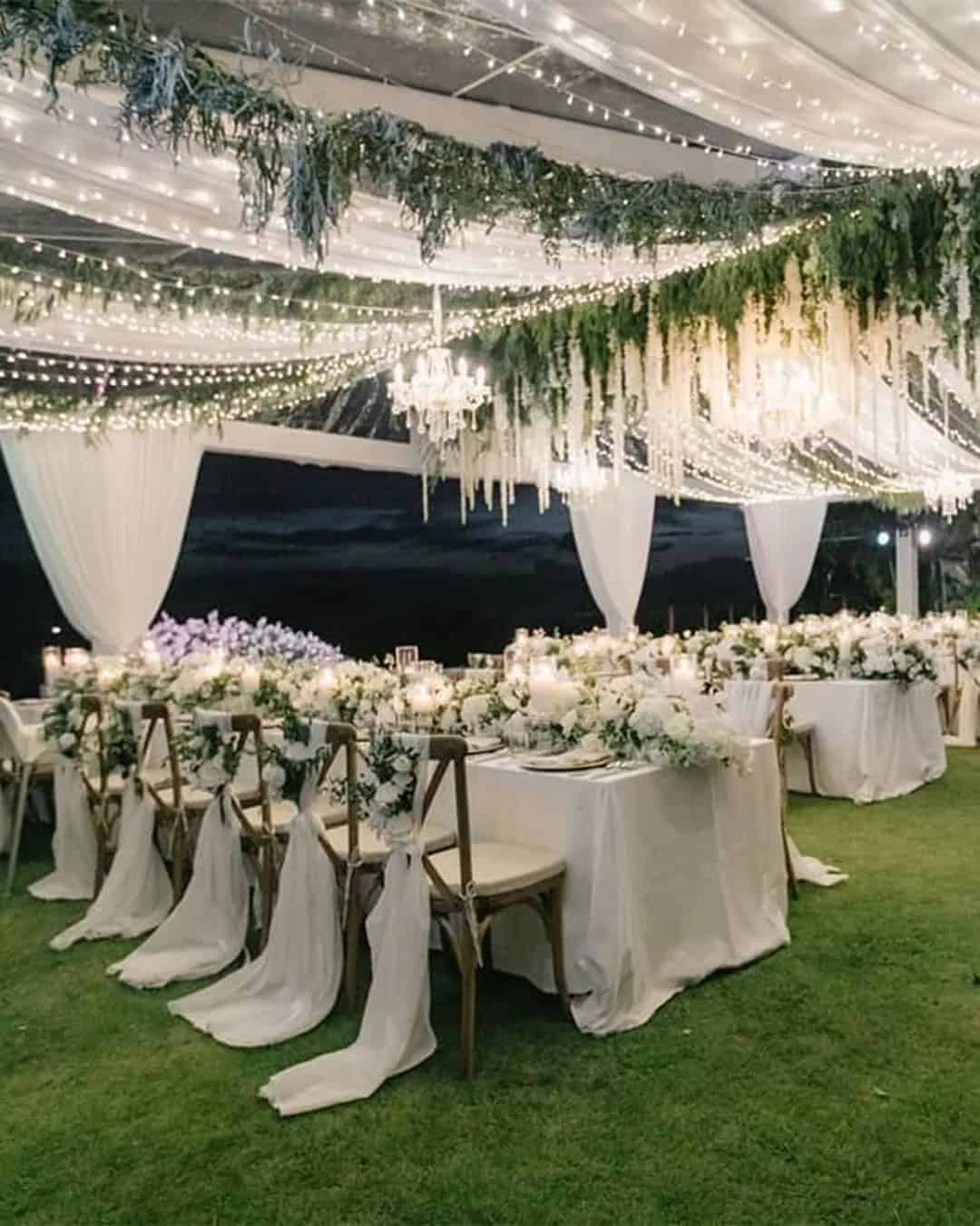 White Tent Ideas With Greenery