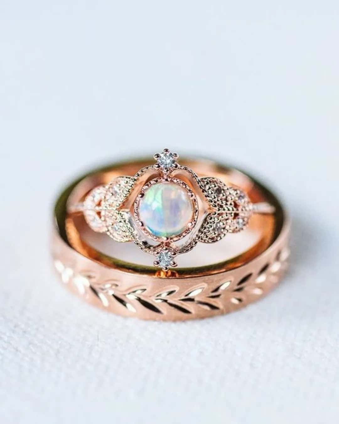 Modern Rose Gold Wedding Rings