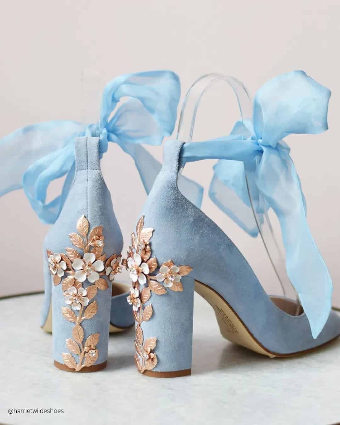 Blue Wedding Shoes Low Heels