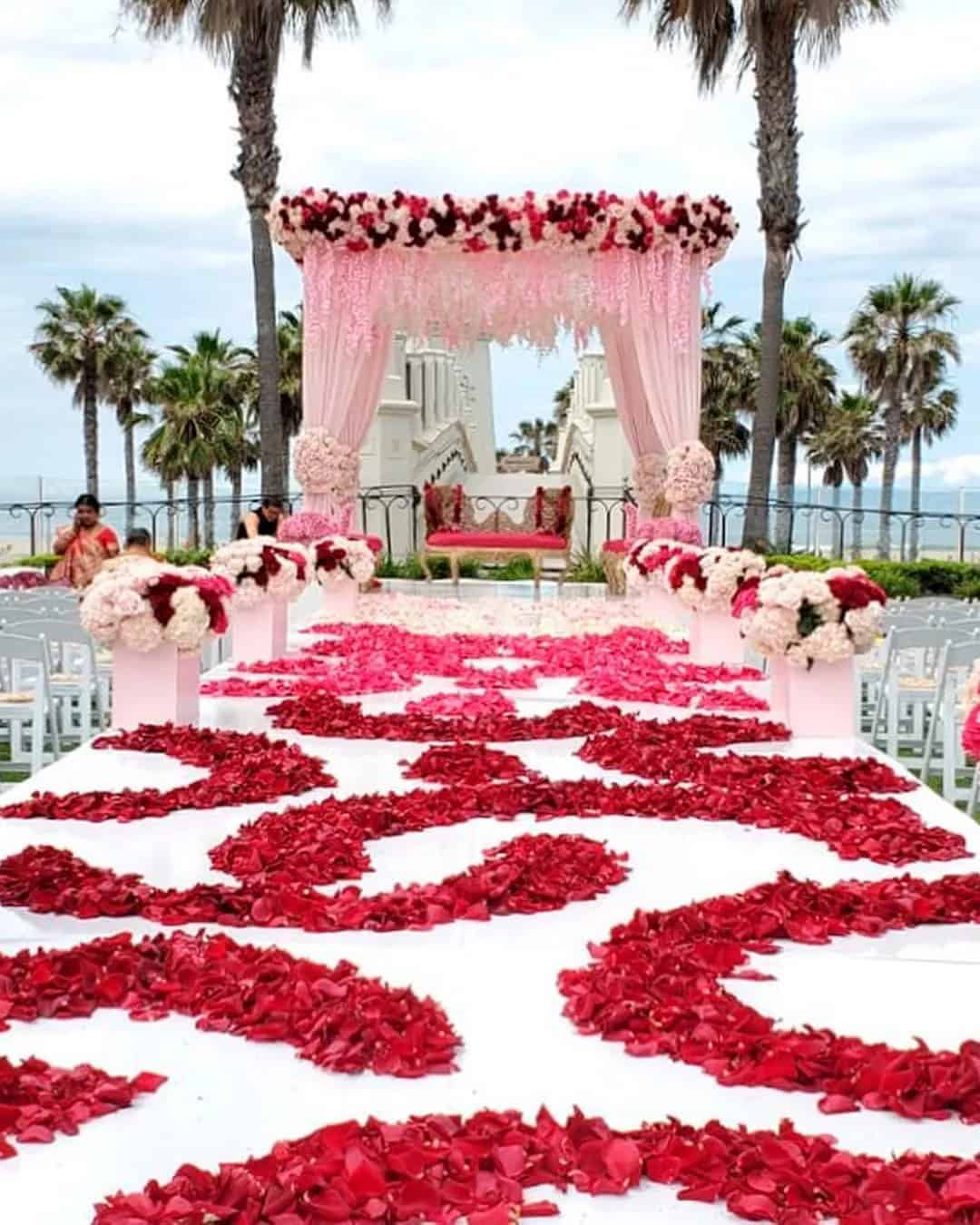 Red And White Wedding Aisle Decorations