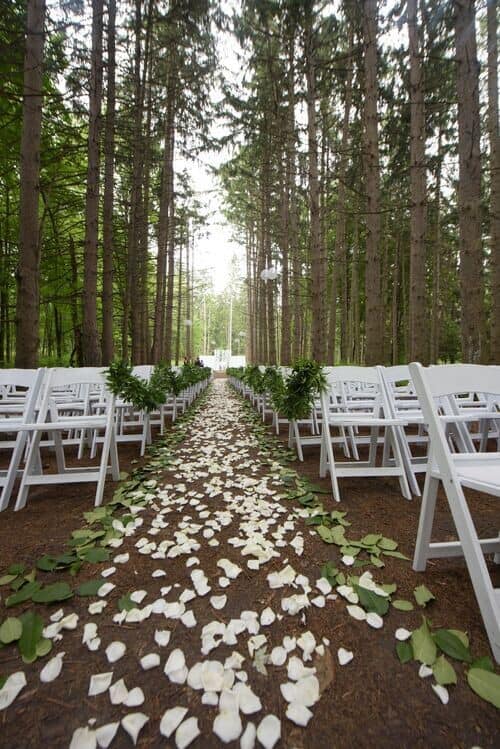 Flower petal aisle decor