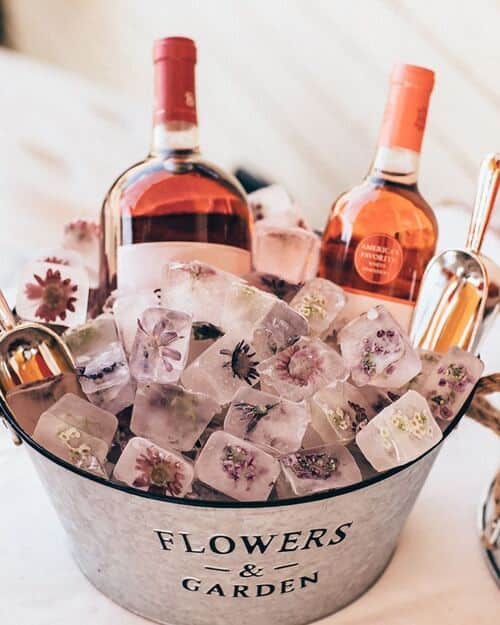 Rosé with Floral Ice Cubes