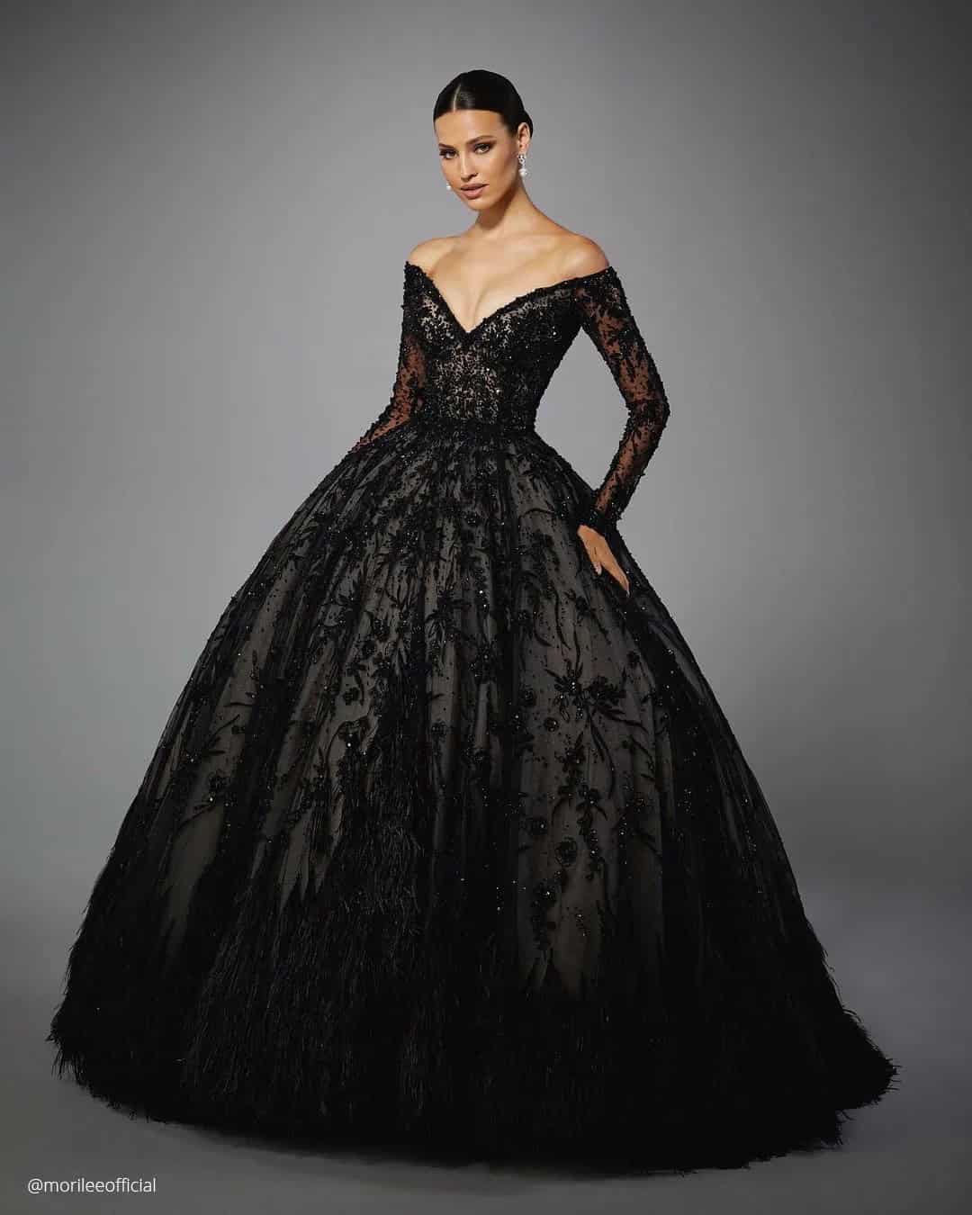 Gothic Black Lace Wedding Dresses