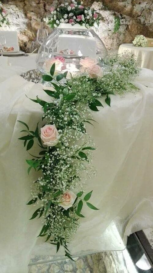 Roses and greenery table runner