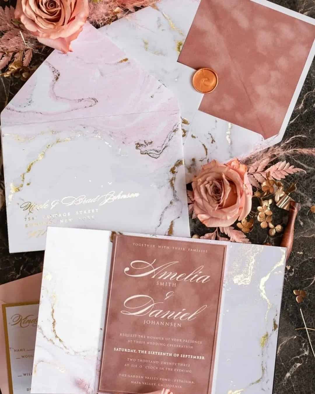 Dusty Rose Stationery for a Wedding