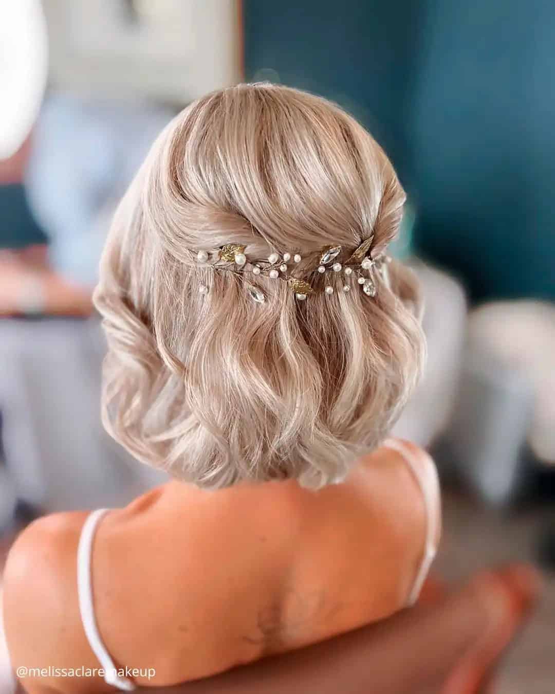 Half Updos For Short Hair Wedding