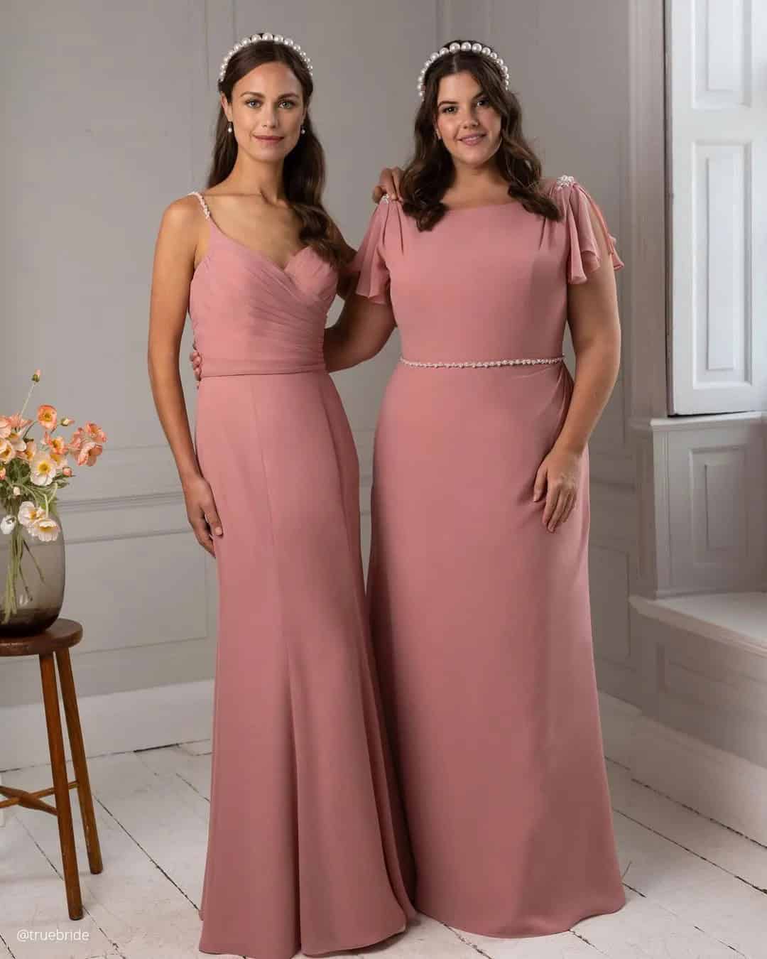 Dusty Blush Colored Bridesmaid Dresses