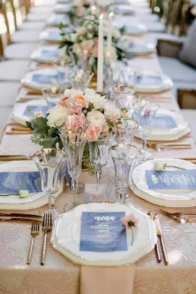 Table Setting for Blue Wedding