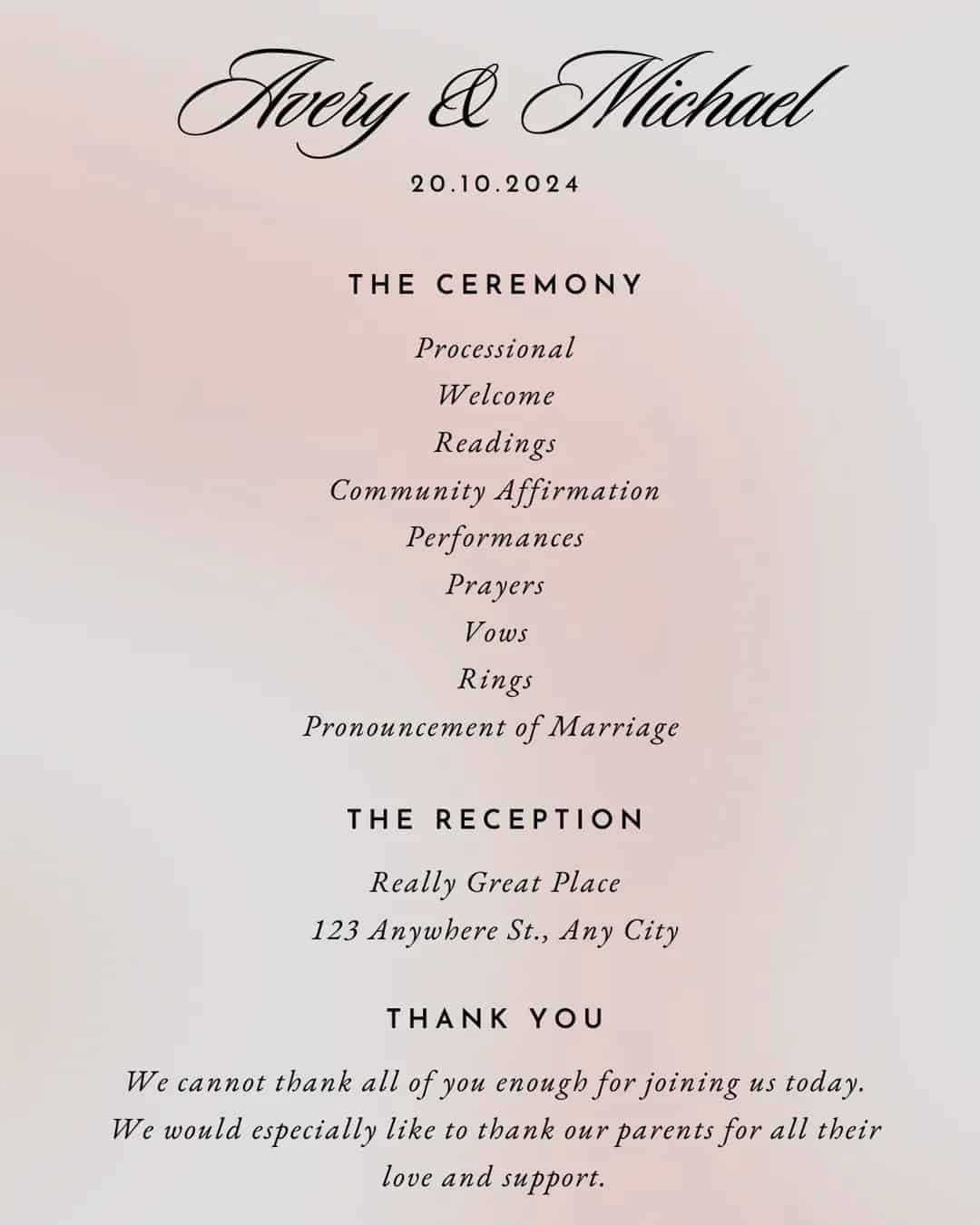 Catholic Wedding Program Template Ideas