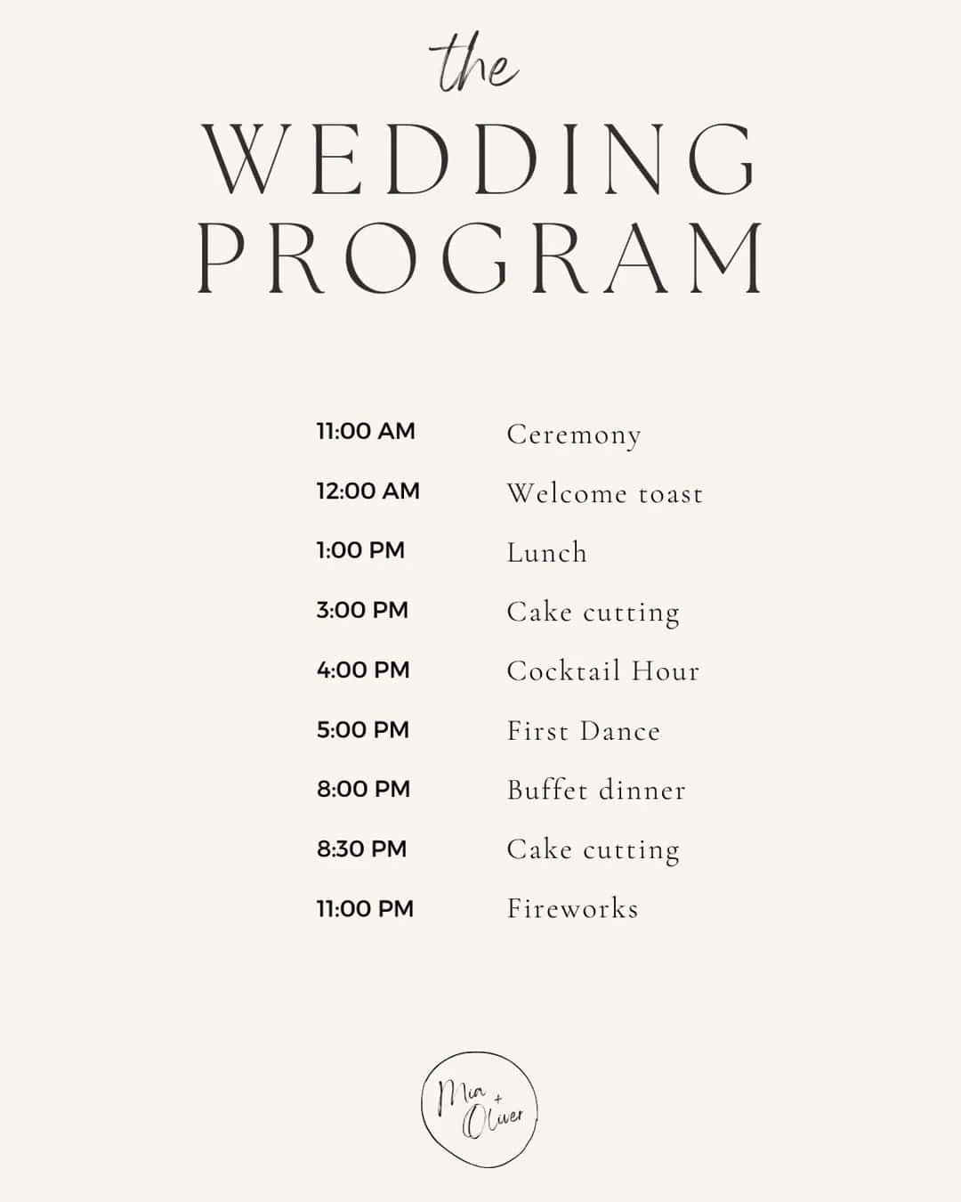 Simple Free Wedding Program Templates