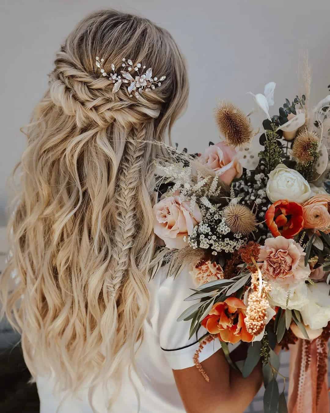 Boho Wedding Hairstyles Half Up Half Down