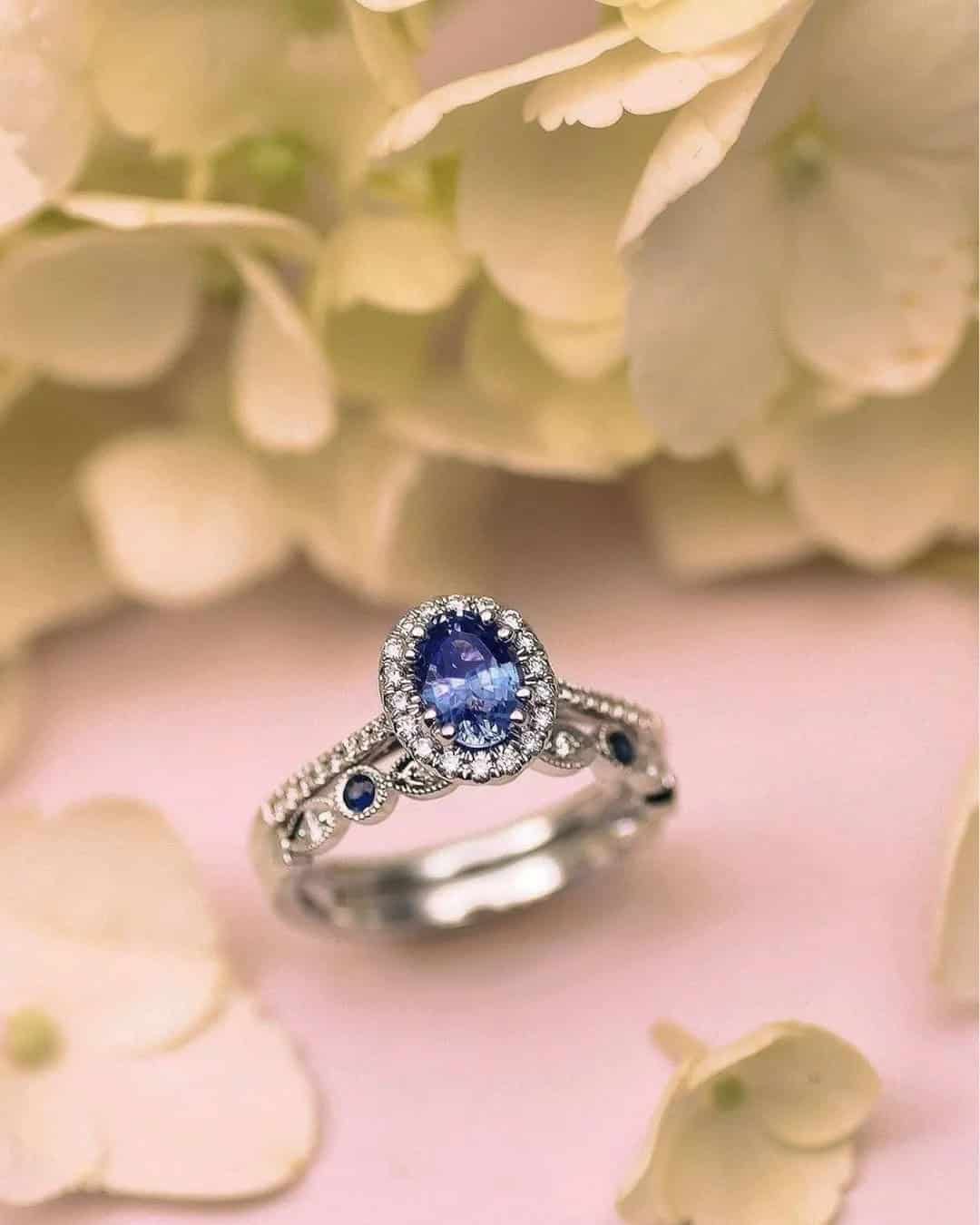 Sapphire Halo Rings