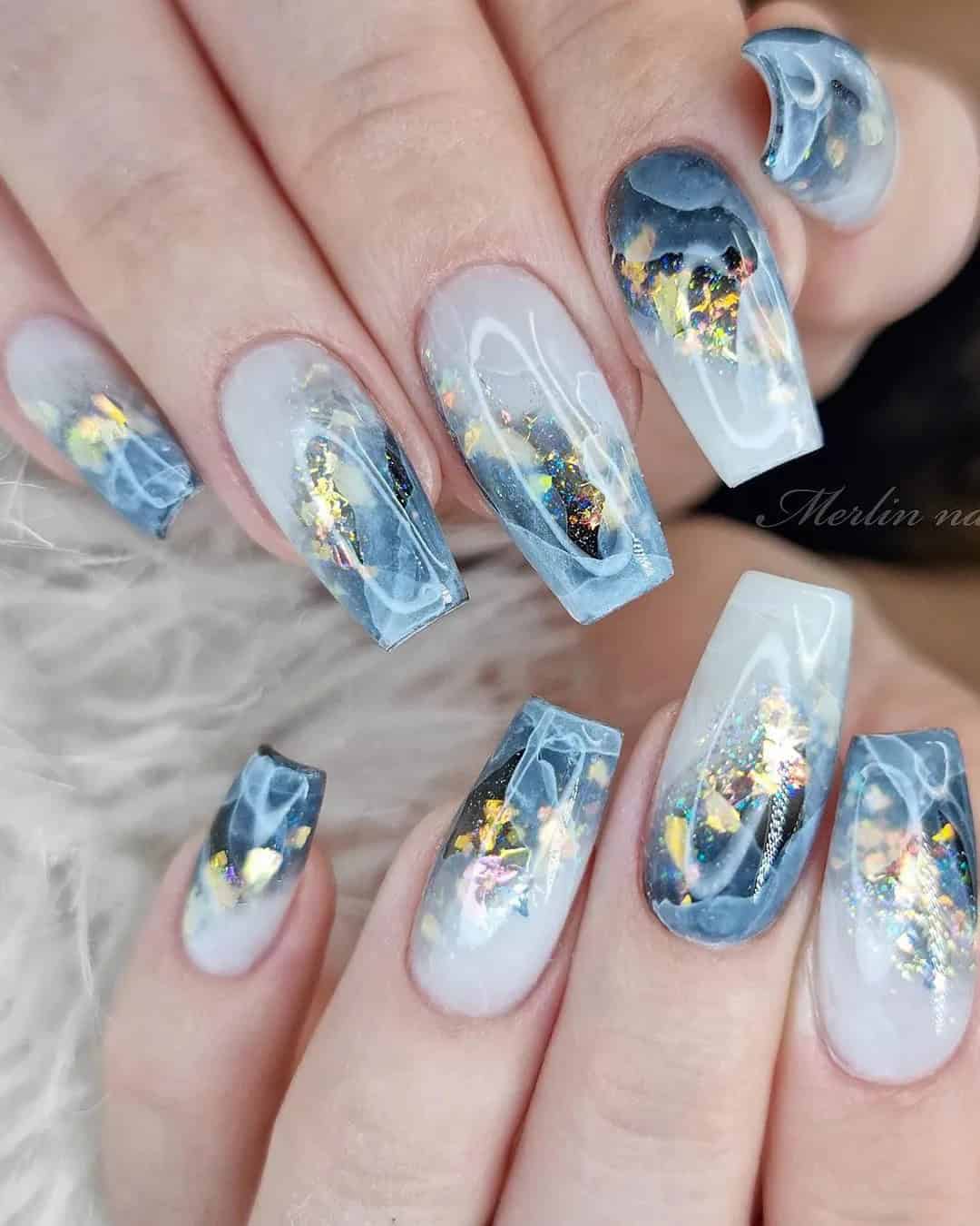 Blue Bridal Nail Ideas