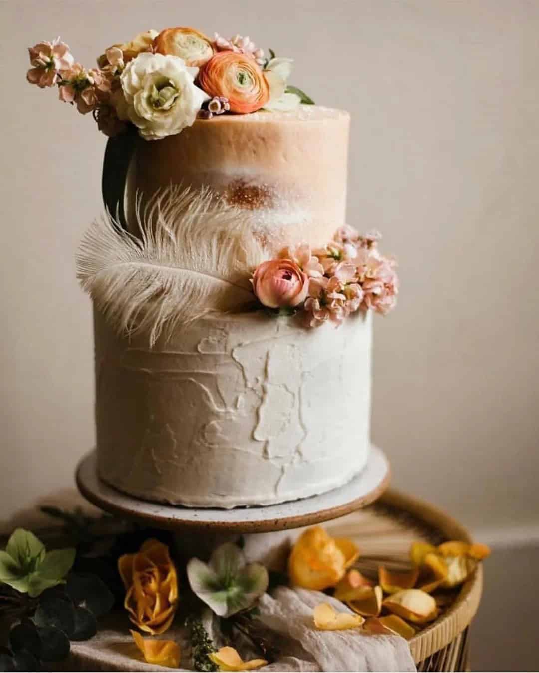 Wedding Cakes with Buttercream and Flowers