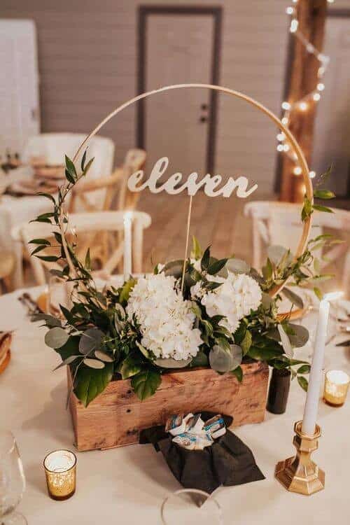 Wooden boxes filled with flowers