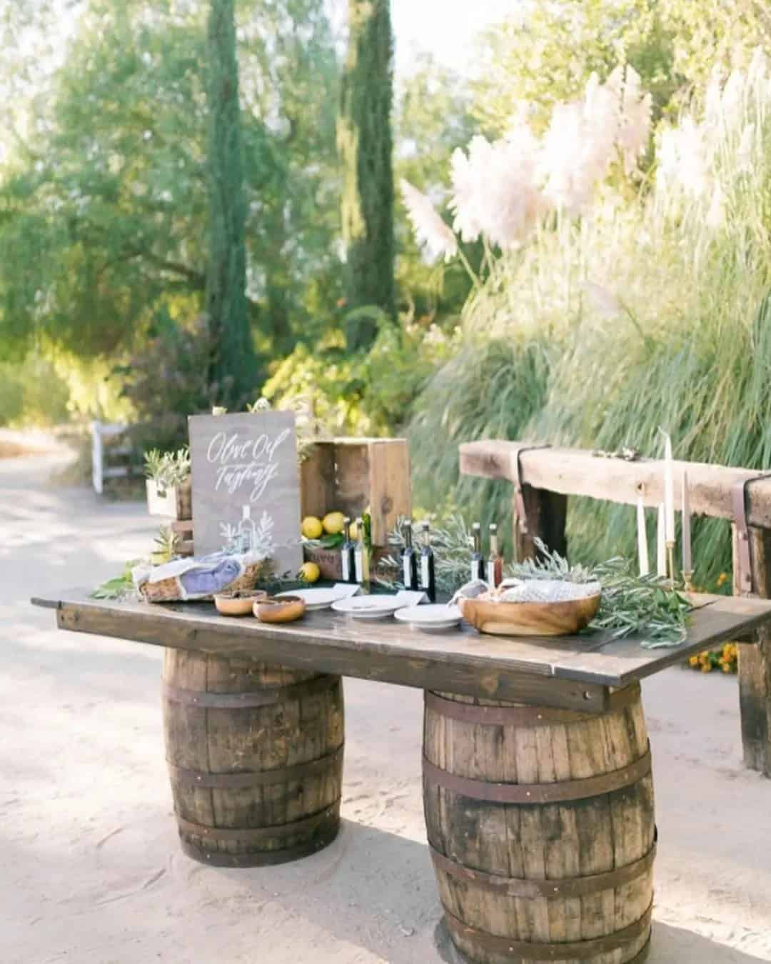 Wooden Decor: Slices And Wine Barrels