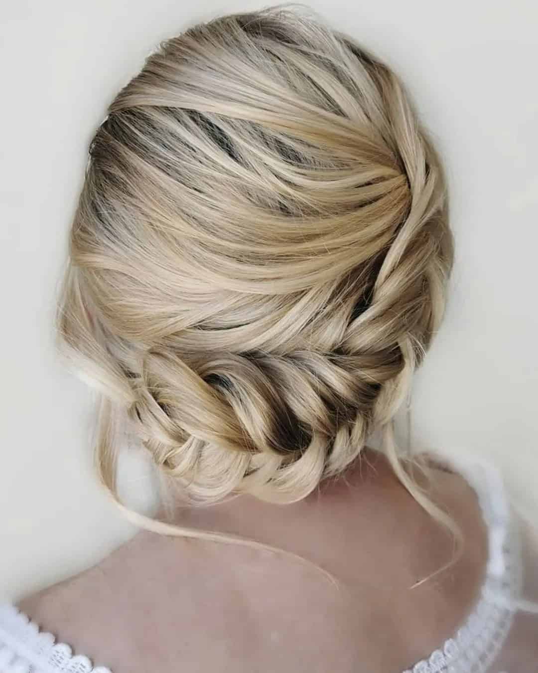 Side Swept Wedding Updo Medium Hair