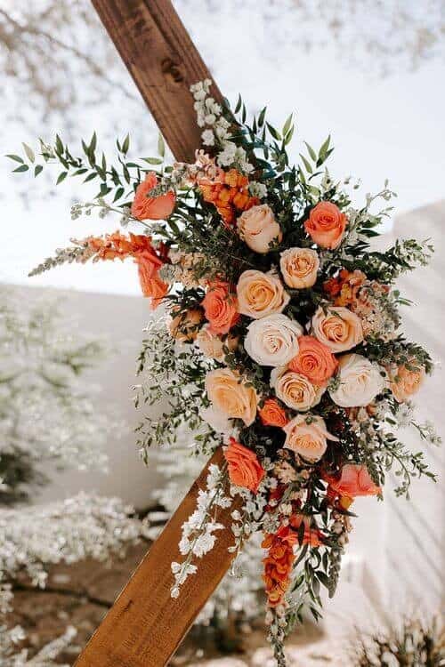 Peach arch bouquets