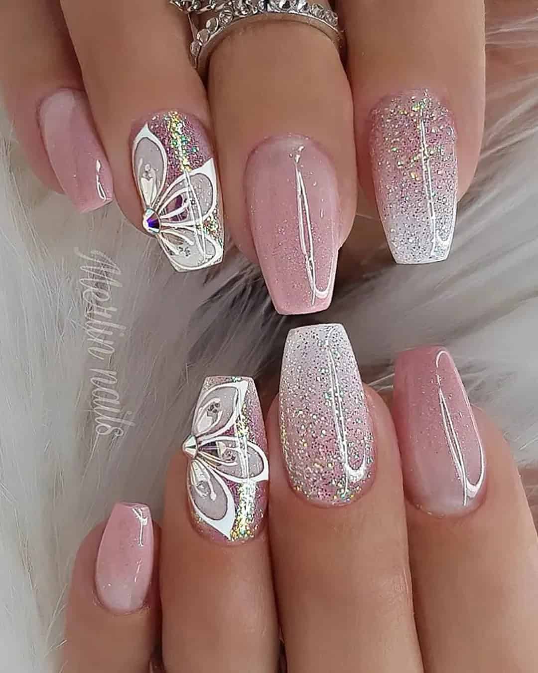 Sparkly Ombre Nails for Wedding