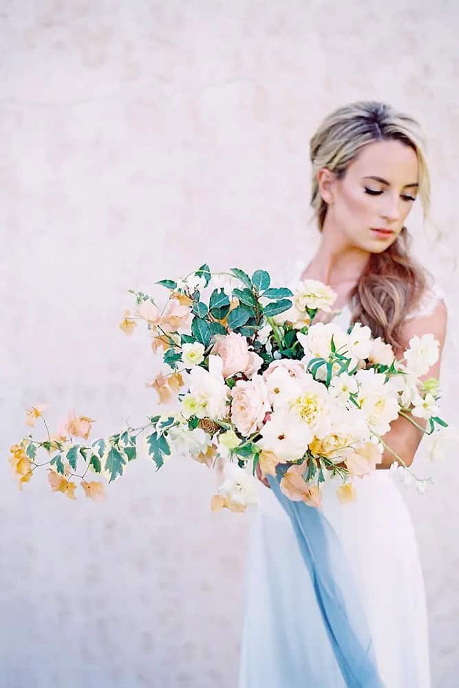 Green Wedding Florals With Ribbon