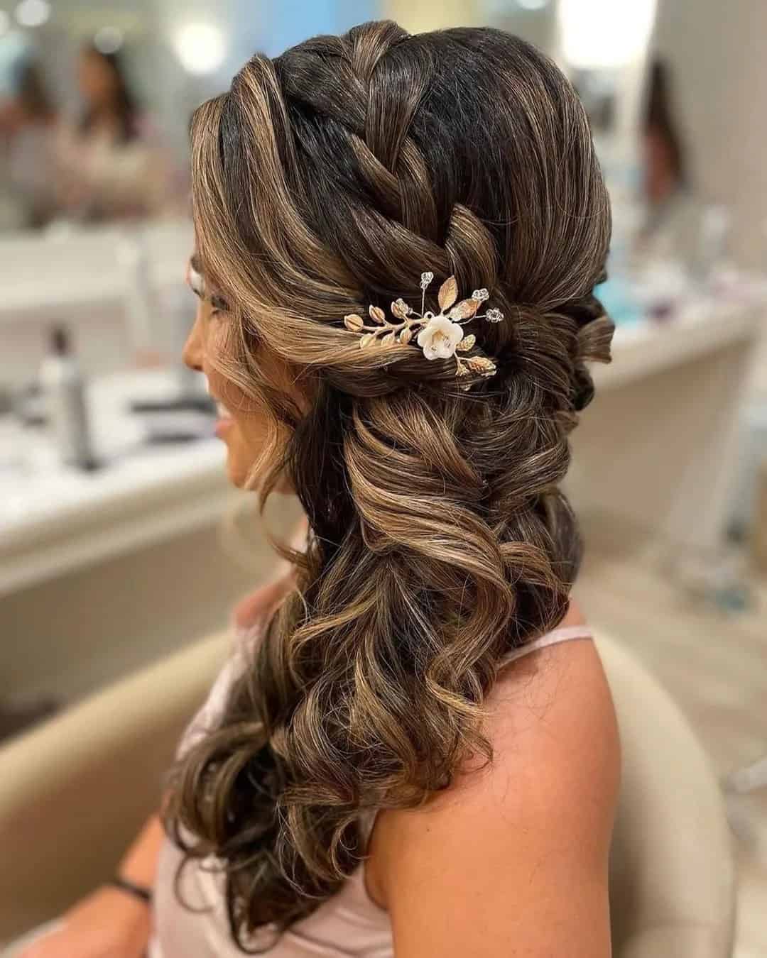 Side Swept Wedding Hair Down