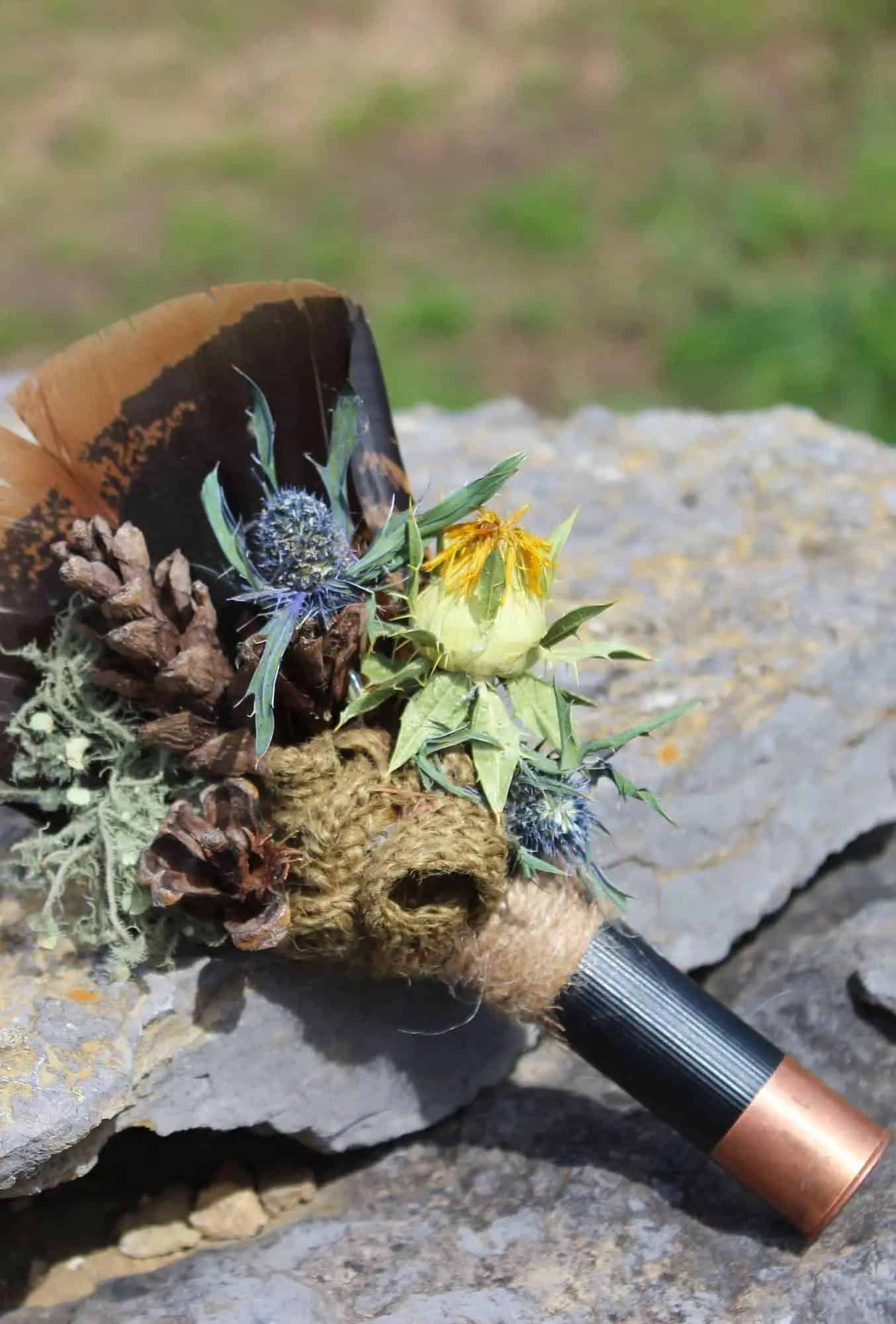 Camo Wedding Bouquet And Boutonniere Ideas