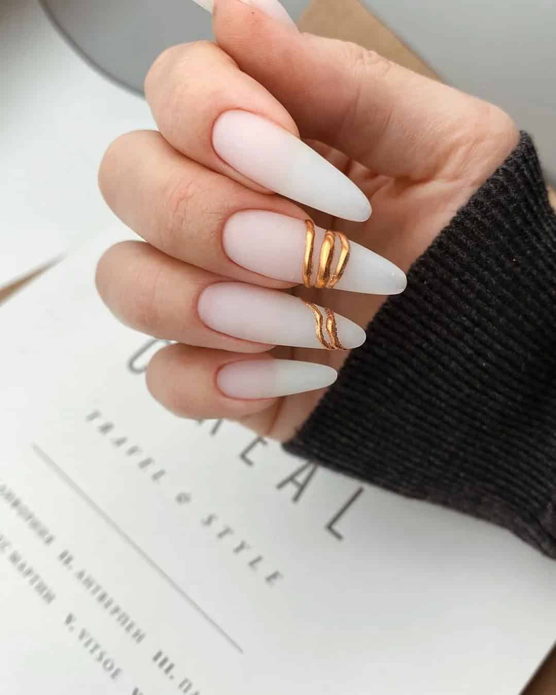 Pinterest Nails With Gold Accent