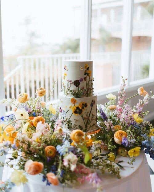 Edible flowers as cake decorations