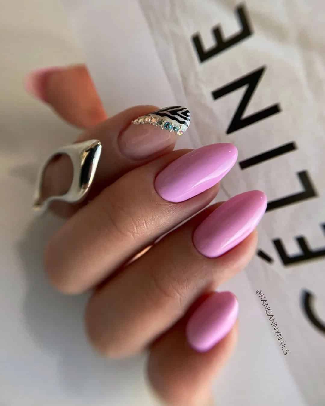 Pink Nails For A Bridesmaid