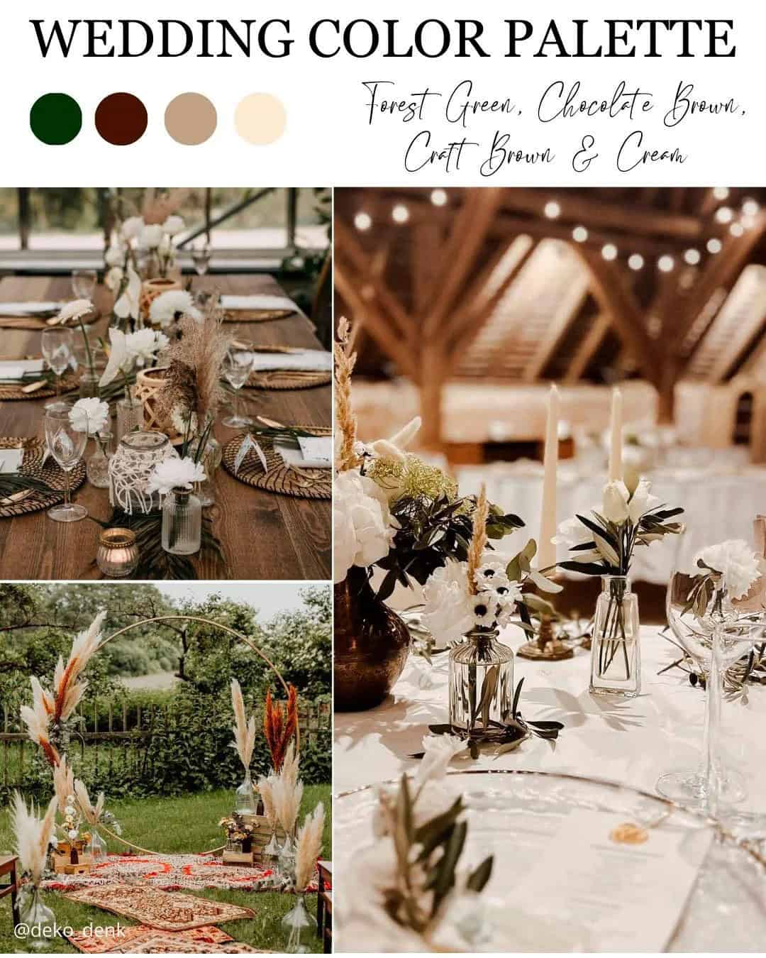 Forest Green, Chocolate Brown, Craft Brown & Cream: Rustic Wedding