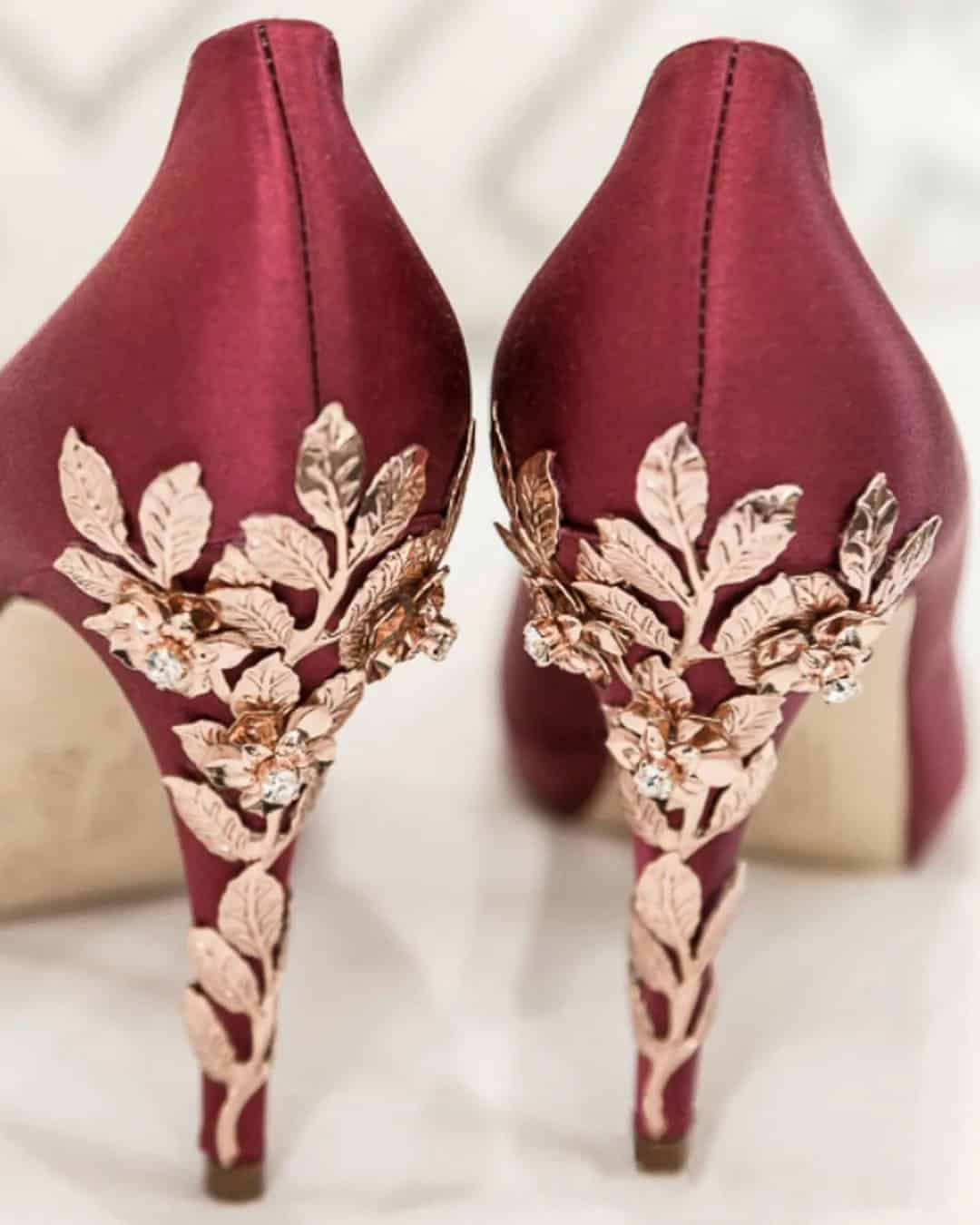 Burgundy and Crystal Wedding Shoes