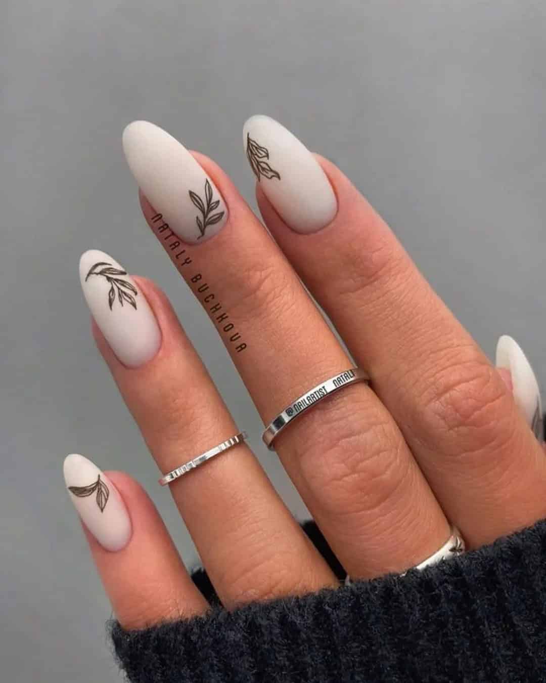 Long Black And White Nails