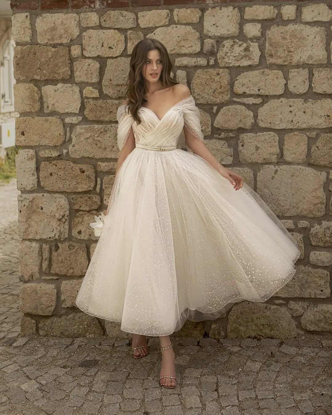 Simple Tea Length Wedding Gowns