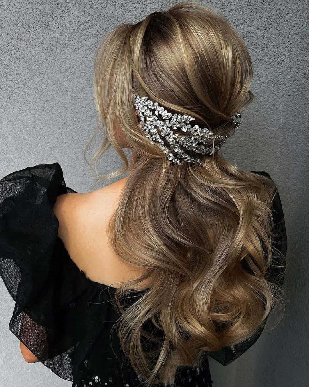 Half Up Winter Wedding Hairstyles