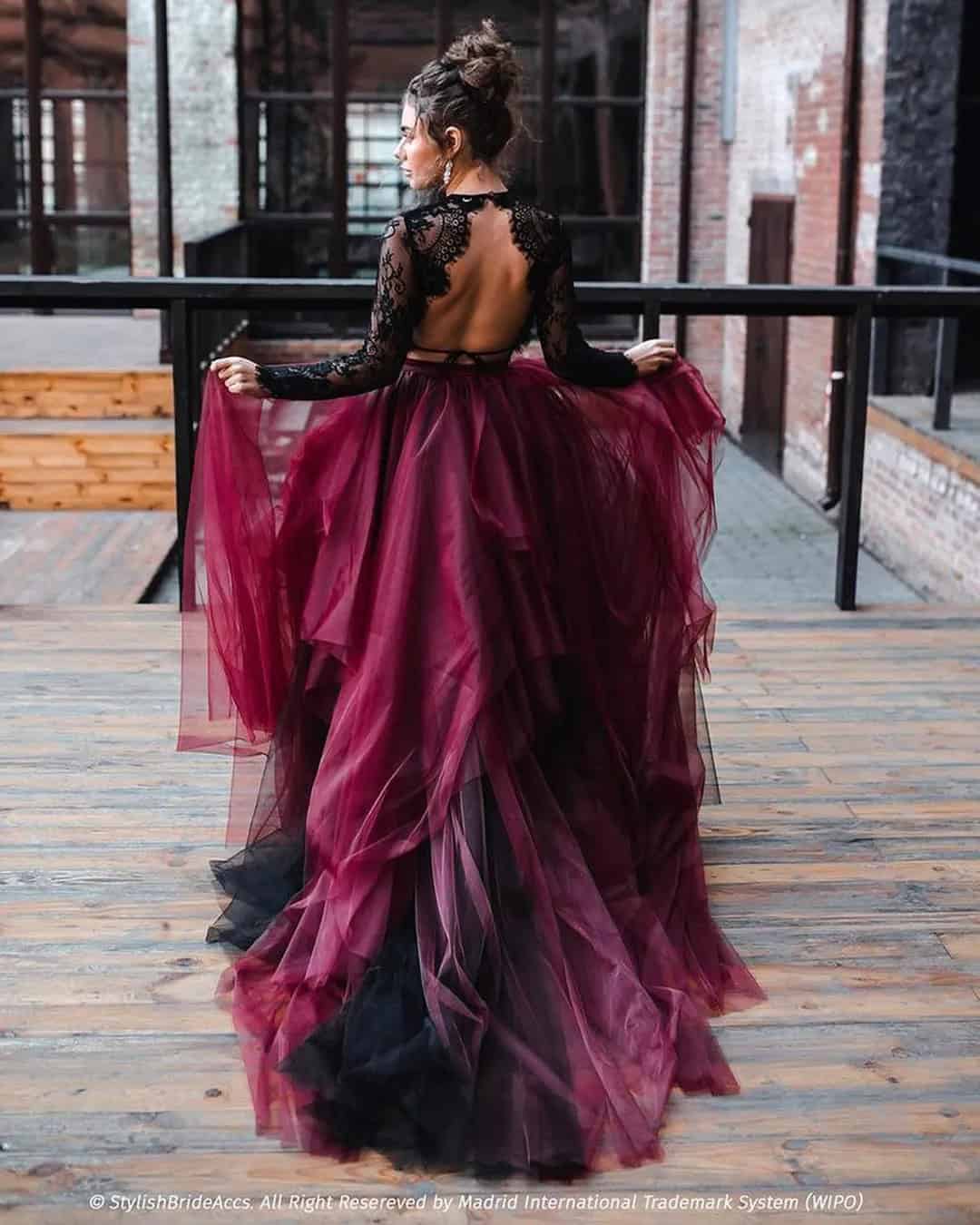 Black And Purple Gothic Wedding Dresses