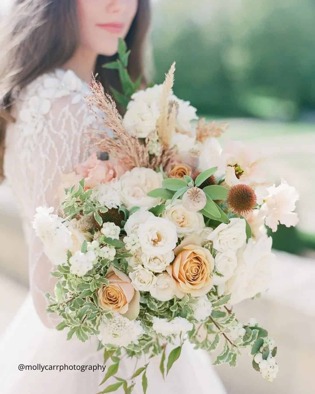 Cascading Winter Wedding Bouquets