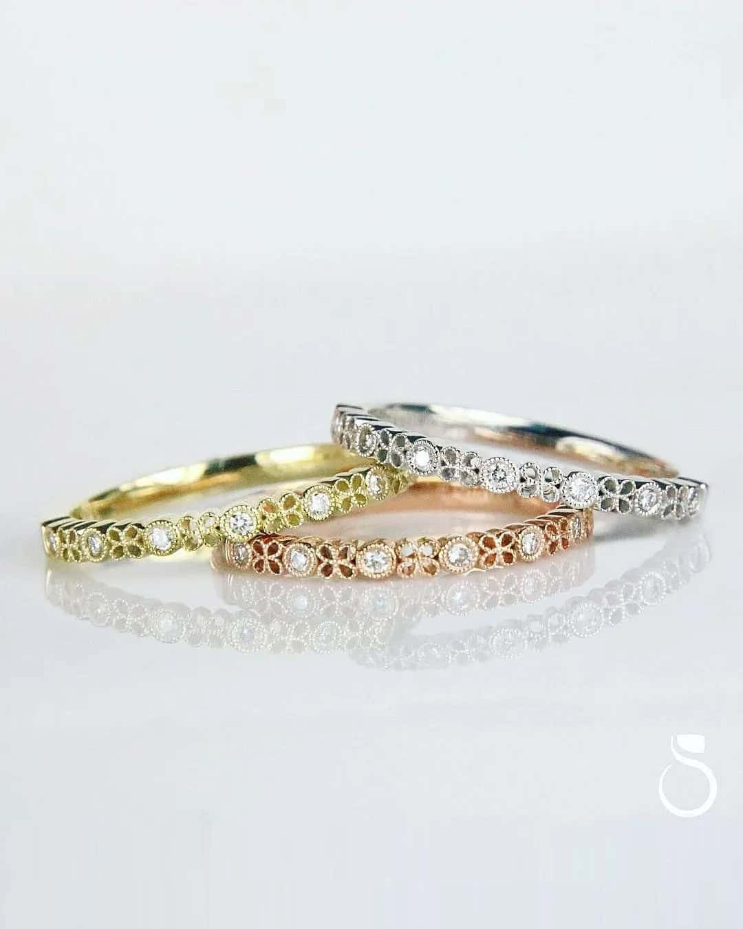 Modern Mixed Metal Wedding Bands