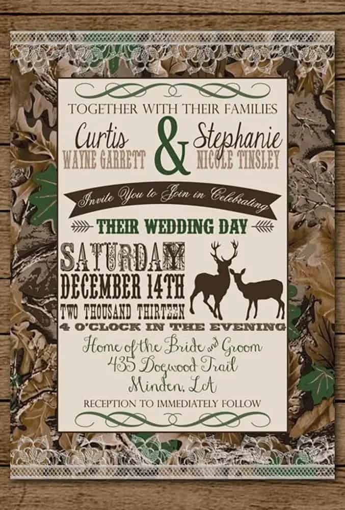 Wedding Invitations In Camo Style