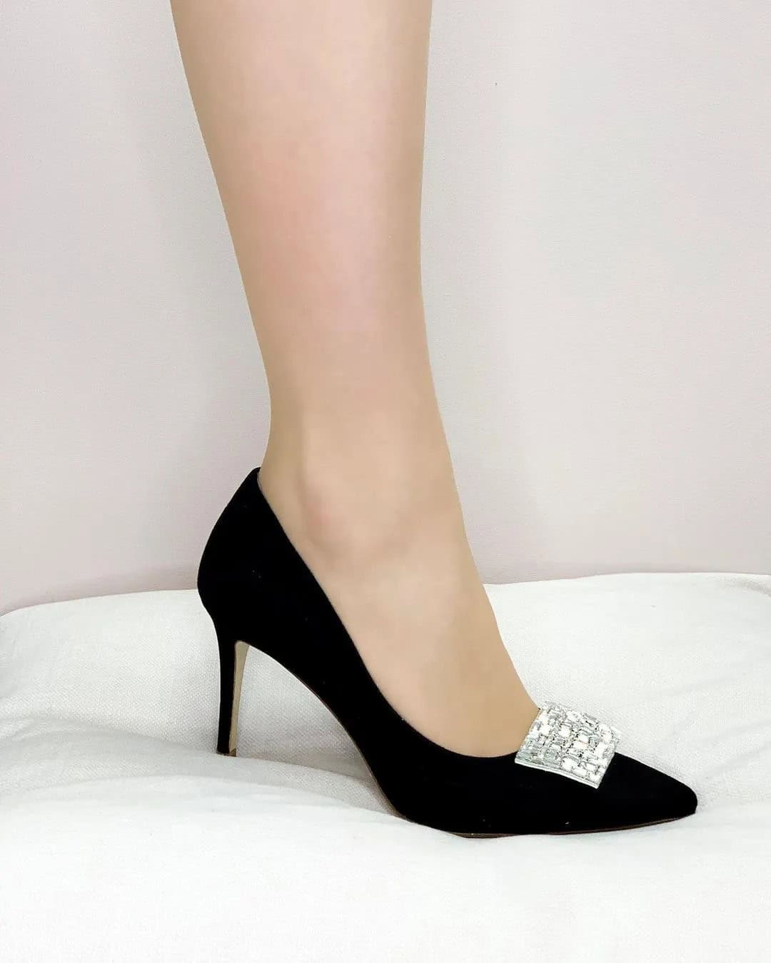 Simple Black Shoes For Bride