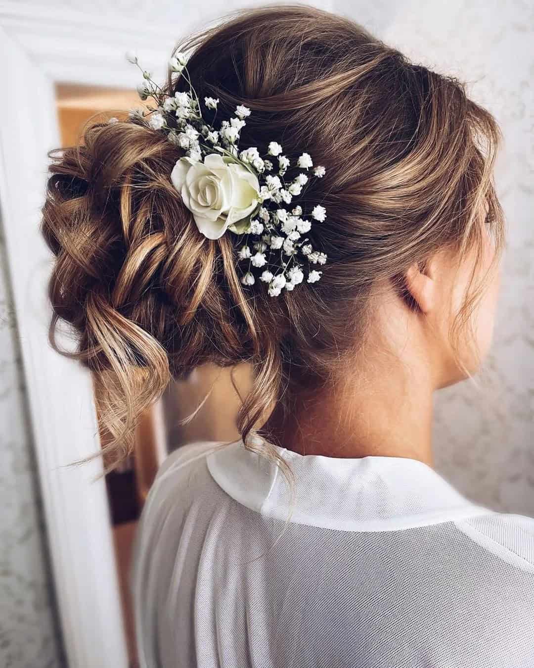 Rustic Bridal Updos for Medium Hair